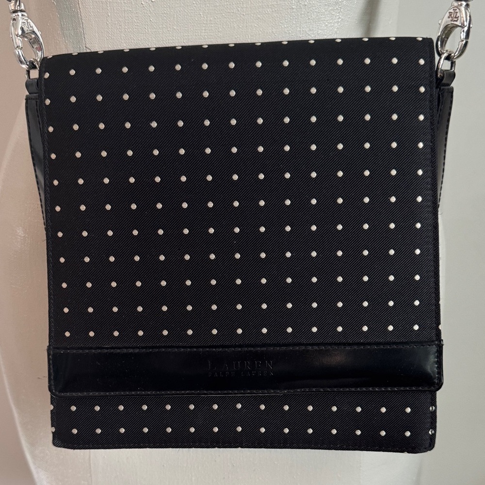 Lauren Ralph Lauren Black and White Dot Cross Body Bag NWOT
